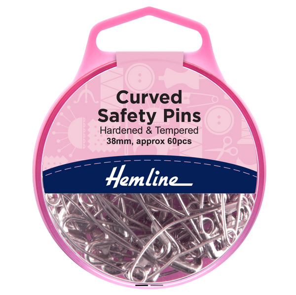 Hemline Curved Safety Pins Nickel - 38mm - 60pcs