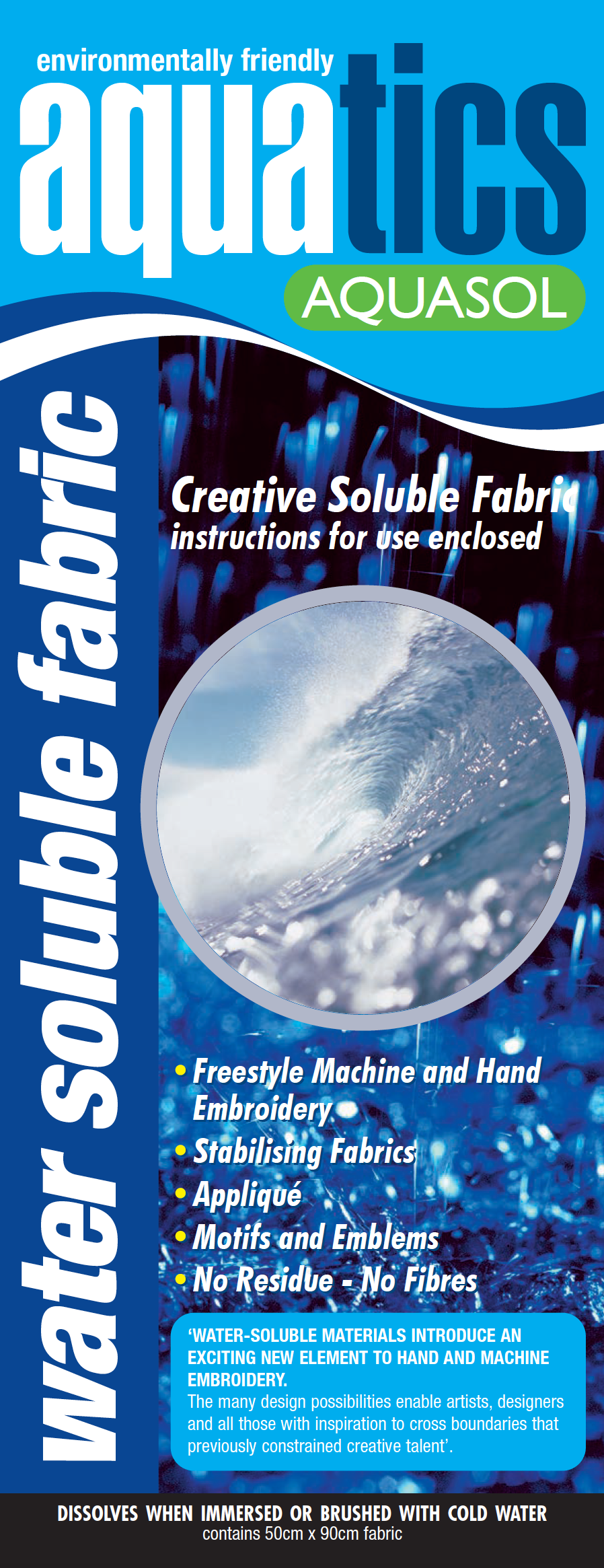 Aquatics Aquasol (Solufleece) Water Soluble Fabric - Packaged 50cm x 90cm