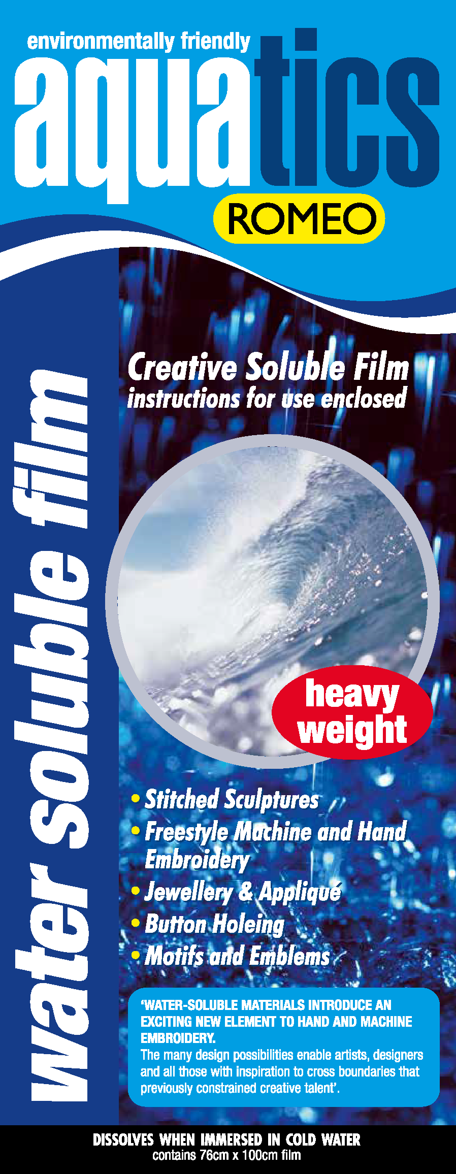 Aquatics Romeo Water Soluble Film - Packaged 76cm x 100cm