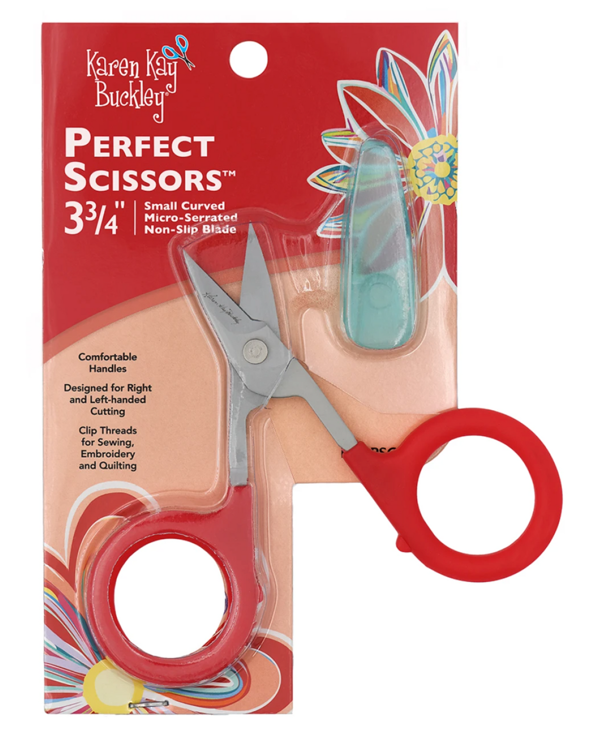 Perfect Scissors Karen Kay Buckley 3-3/4 inch Micro Serrated - RED