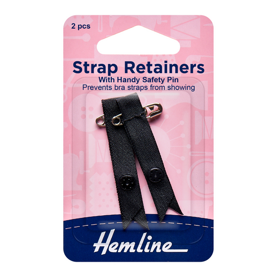 Hemline Shoulder Strap Retainer with Safety Pin Black