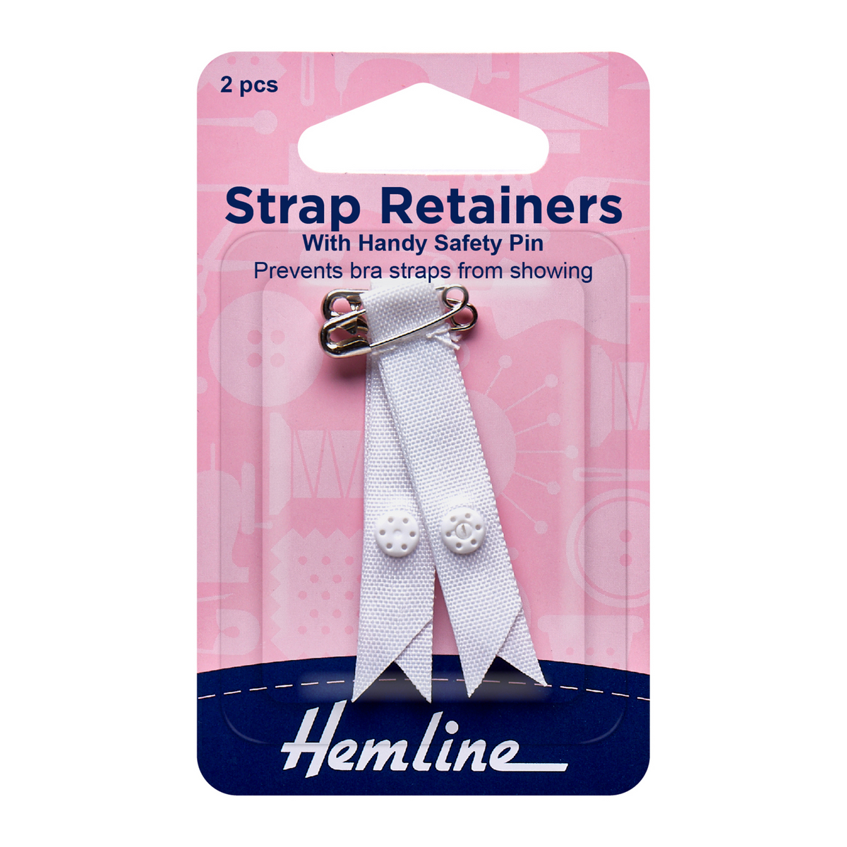 Hemline Shoulder Strap Retainer with Safety Pin White