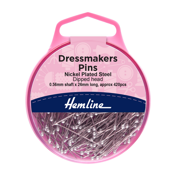Hemline Pins Dressmaker's Dipped Head 26mm Nickel 420 Pieces