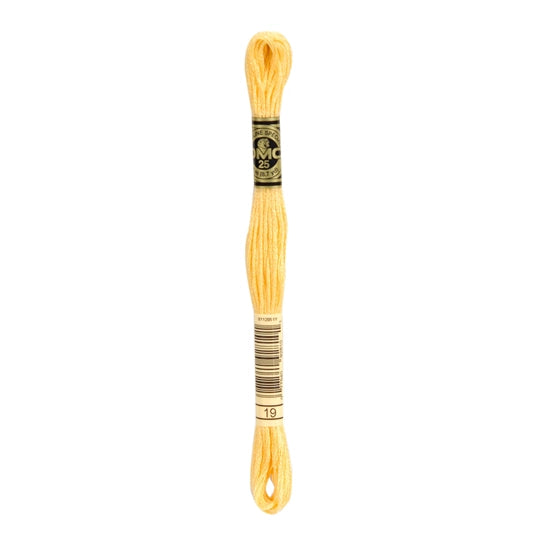DMC Mouline 6 Strand Cotton 19 Yellow Mouline 8m Skein