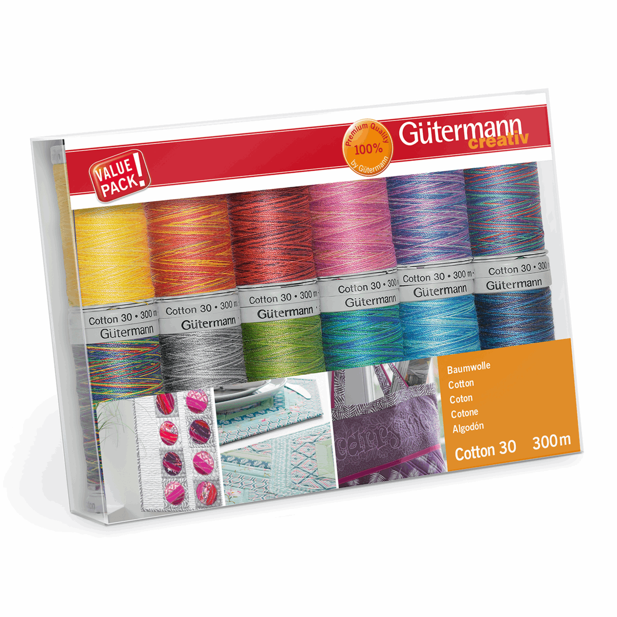 Gutermann Thread Set 100m x 10 reels with Prym Sewing Needles,  Multi-Colour