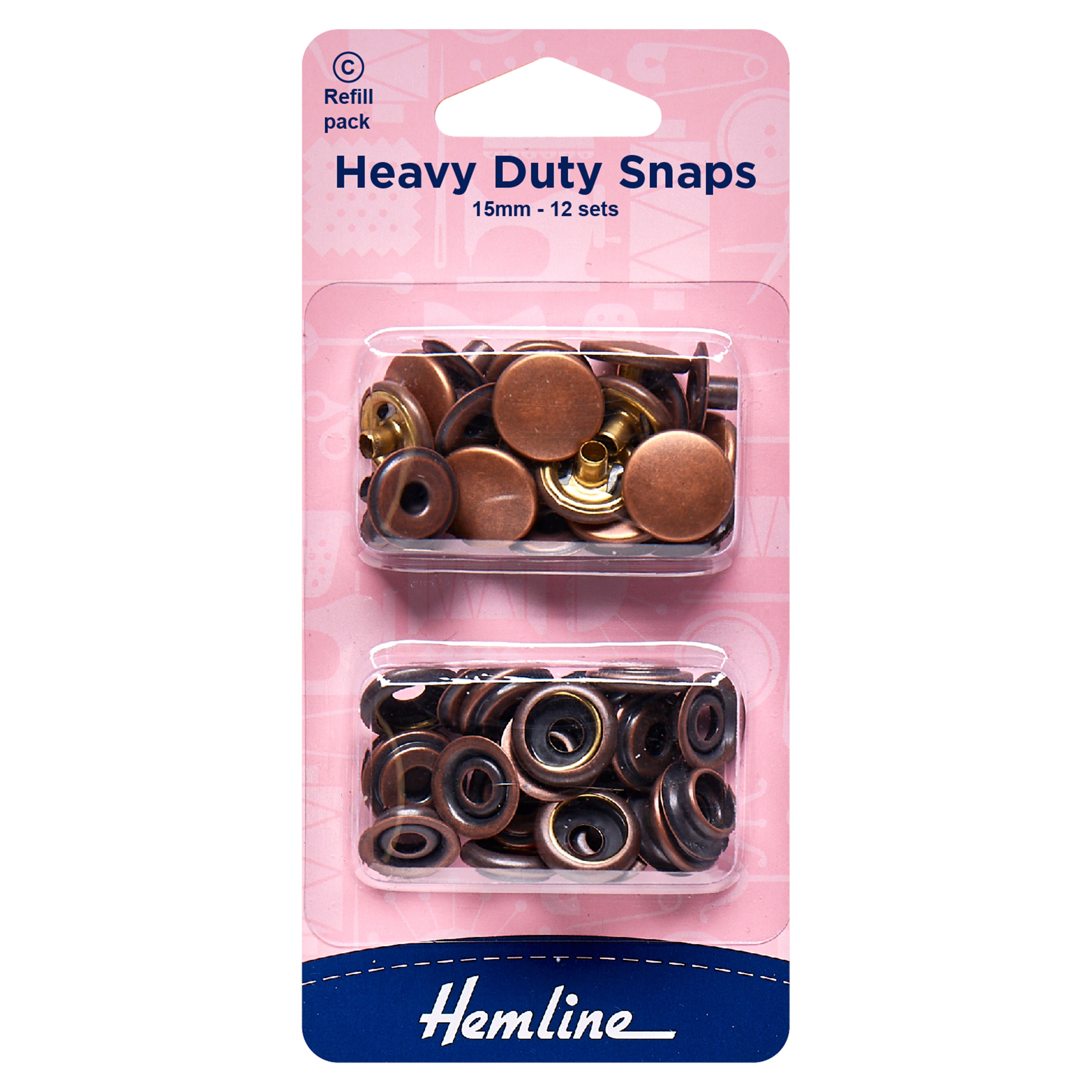 Bronze Heavy Duty Snaps 15mm Refill Pack Hemline H405R.BR 