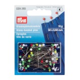 PRYM-Glass-head pins 30x0.60 si-col col 10g