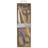 Scissors Gift Set Dressmaking (21.5cm) and Embroidery (9.5cm), Thimble & Pins Rainbow