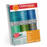 Gutermann Cotton 30 Box Set 6 Reels x 300m - Green/Blue