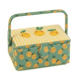 HobbyGift Sewing Box Medium, Embroidered Lid: Lemons