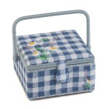 HobbyGift Sewing Box Medium, Embroidered Lid: Wild Floral Plaid