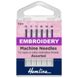 Hemline Embroidery Sewing Machine Needles - Assorted 75-90
