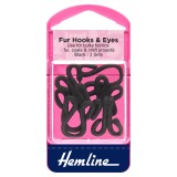 Hemline Fur Hooks and Eyes Black - Size 3