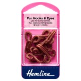 Hemline Fur Hooks and Eyes Brown - Size 3