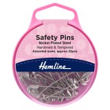 Hemline Safety Pins Assorted - Nickel - 32pcs