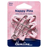 Hemline Nappy Pins 56mm - Pink