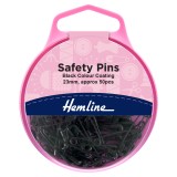 Hemline Safety Pins 23mm - Black - 50pcs