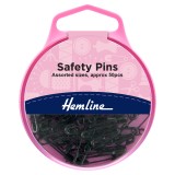 Hemline Safety Pins Assorted - Black - 50pcs