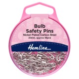 Hemline Safety Pins Bulb 23mm Nickel 50 Pieces