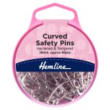 Hemline Curved Safety Pins Nickel - 38mm - 60pcs