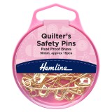 Hemline Safety Pins Quilters 50mm Brass15 Pieces