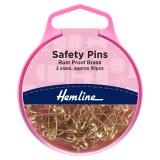 Hemline Safety Pins Brass - 19mm/23mm - 50pcs