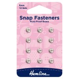 Hemline Snap Fasteners Sew-on Nickel 6mm Pack of of 12