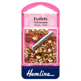Hemline Eyelets with Tool Gold - 5.5mm - 40pcs