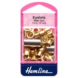 Hemline Eyelets Gold/Brass - 7mm - 20pcs
