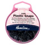 Hemline KAM Plastic Snaps 25 x 12.4mm Sets Black