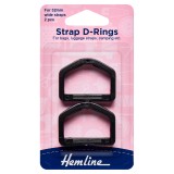 Hemline Strap D Rings Black 32mm