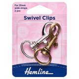 Hemline Swivel Clip Bronze & Metal 20mm 2pk