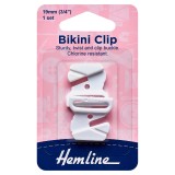 Hemline Bikini Clip White - 19mm
