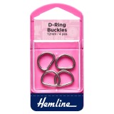 Hemline D Rings Nickel - 12mm - 4pcs