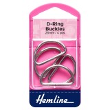 Hemline D Rings Nickel - 25mm - 4pcs