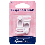 Hemline Suspender Ends White - 1 pair