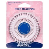 Hemline Assorted Pearl Heads Pins Silver - 38mm, 40pcs
