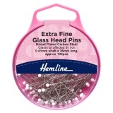 Hemline Glass Head Pins Nickel - 35mm,100 Pieces