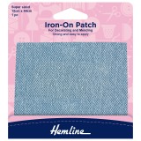 Hemline Iron-on Repair Fabric Light Denim - 12 x 44cm