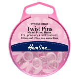Hemline Pins Twist 13mm Nickel 30 Pieces
