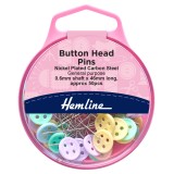 Hemline Pins Button Head 0.6 x 46mm Assorted