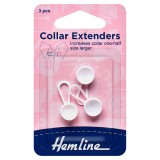 Hemline Collar Extender White - 12mm - 3pcs
