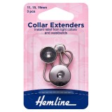 Hemline Collar Expanders Metal - Assorted - 3pcs