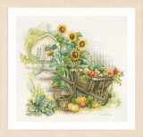 Lanarte Counted Cross Stitch Kit - Wheelbarrow & Sunflowers (Evenweave)