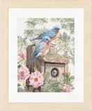 Lanarte Counted Cross Stitch Kit - Garden Blue Birds (Evenweave)