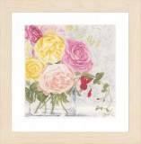 Lanarte Counted Cross Stitch Kit - Pastel Flowers: (Linen)