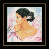 Lanarte Counted Cross Stitch Kit - Lady with Blossoms (Linen)