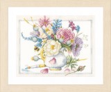 Lanarte Counted Cross Stitch Kit - Flowers in White Pot (Evenweave)