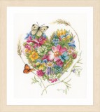 Lanarte Counted Cross Stitch Kit - Heart of Flowers (Evenweave)