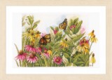 Lanarte Counted Cross Stitch Kit - Butterflies & Cone Flowers (Evenweave)